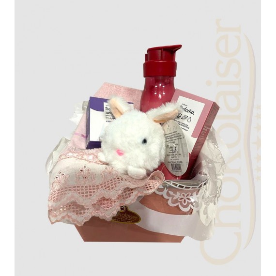 Cachepô rose, creme para o corpo natura, sabonete barra, Pelúcia, creme